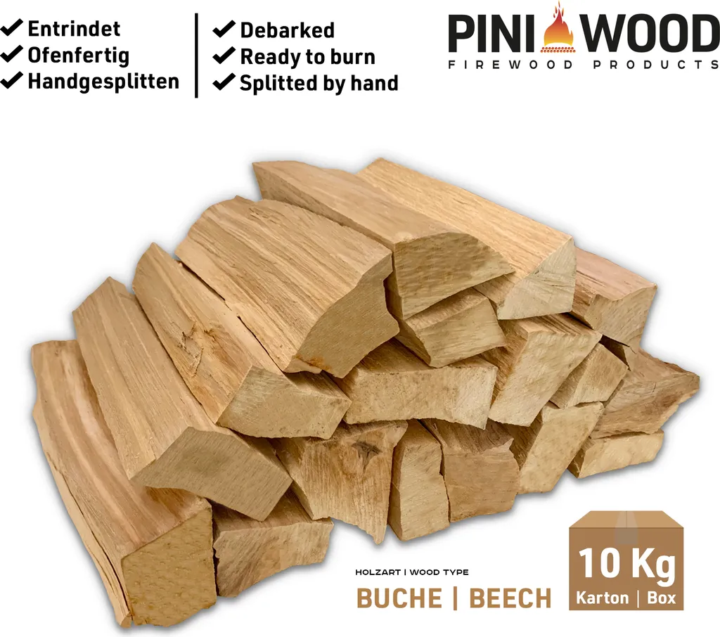 Buchen-Grillholz ohne Rinde – 25 cm – 10 kg, Produktansicht 2