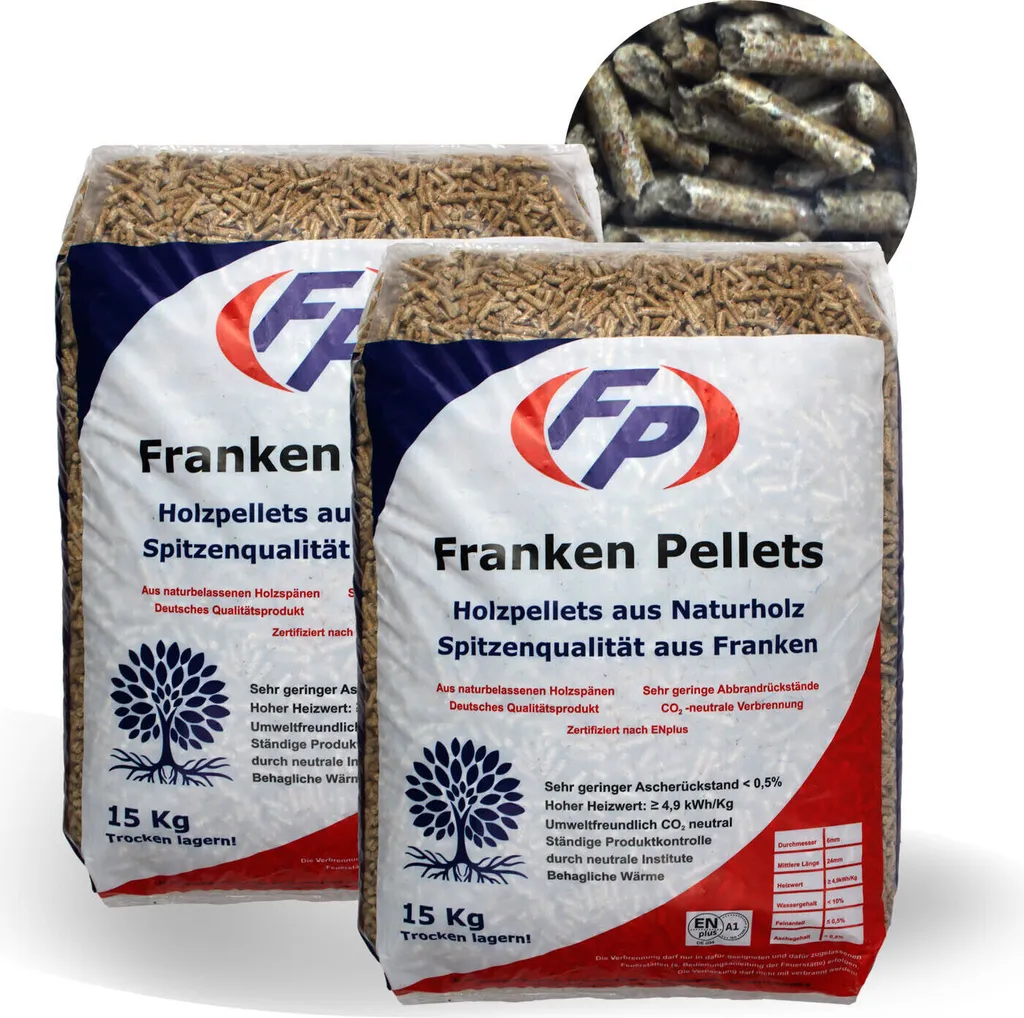 Frankenpellets Pellets aus Holz – 30 kg (2 × 15 kg) – 6 mm, Produktansicht 1