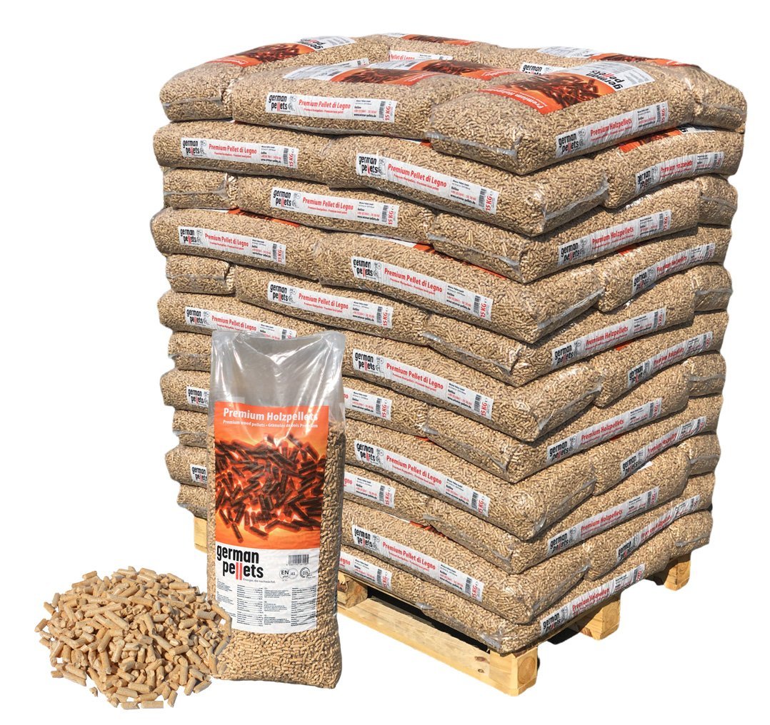 Holzpellets – Paletteneinheit mit 66 Säcken à 15 kg, Produktansicht 1