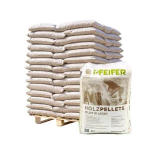 Holzpellets – Paletteneinheit mit 70 Säcken à 15 kg (1050 kg), Produktansicht 1