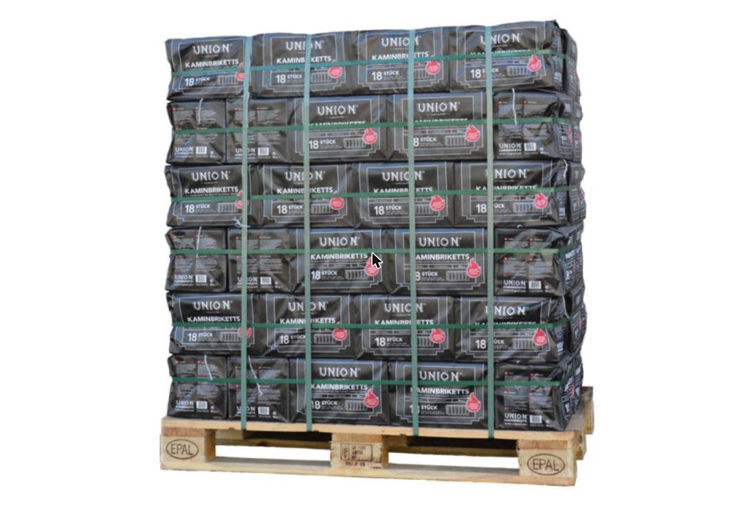 Kohle – Briketts aus Braunkohle im Palettenpaket (960 kg), Produktansicht 1