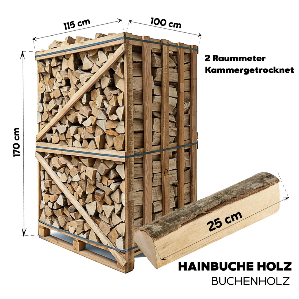 Neandertaler Feuer Hartholz-Kaminholz – 2 RM – 25 cm, Produktansicht 2
