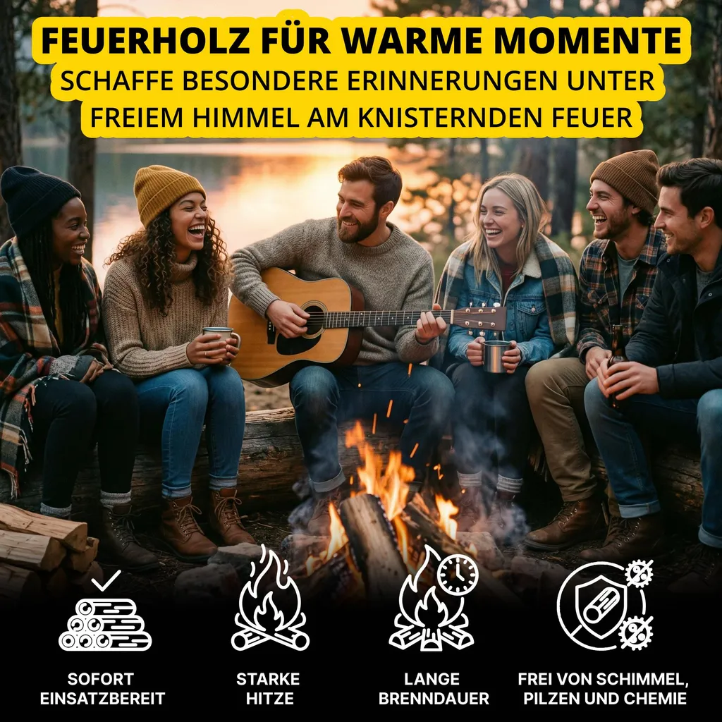Neandertaler Feuer Hartholz-Kaminholz – 2 RM – 25 cm, Produktansicht 5