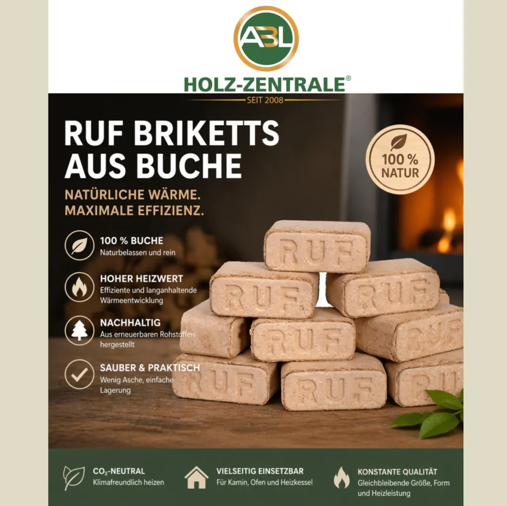 RUF Buchen-Briketts aus Holz – 10 kg, Produktansicht 2